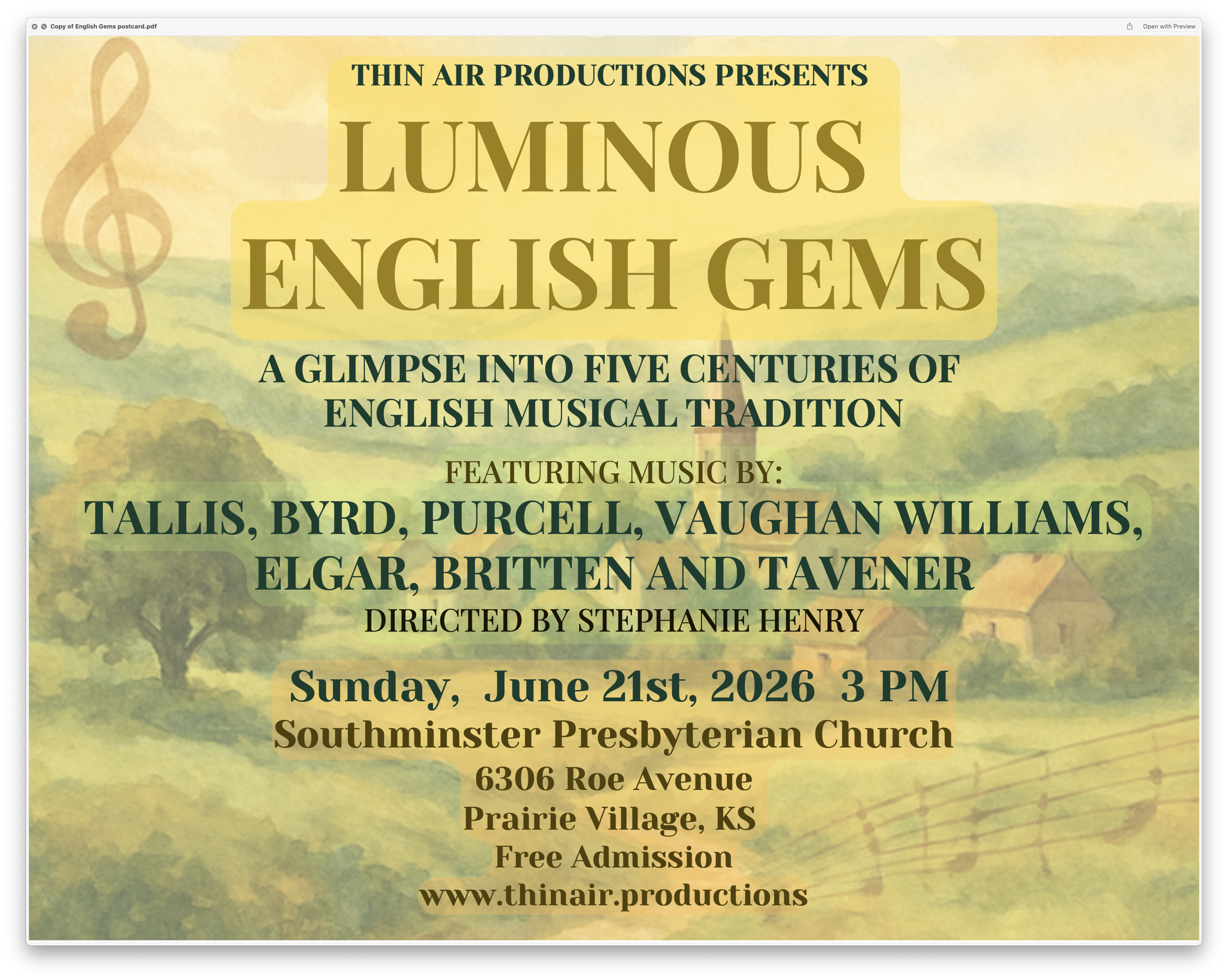 English Gems: A Glimpse at Five Centuries of Musical Tradition